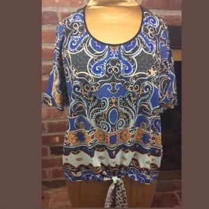 🔴Clover Canyon Blue Paisley Print Tie Front Shirt